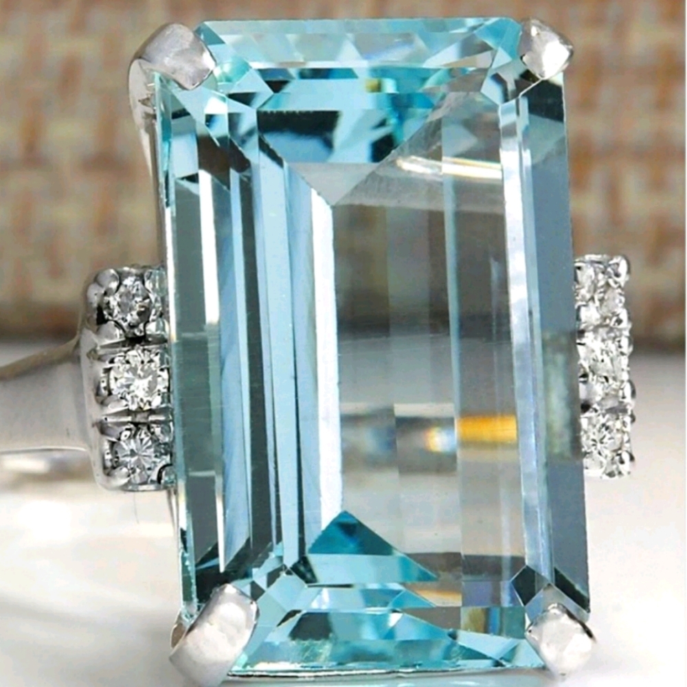S925 New Aquamarine Gemstone Ring - Picture 9 of 9